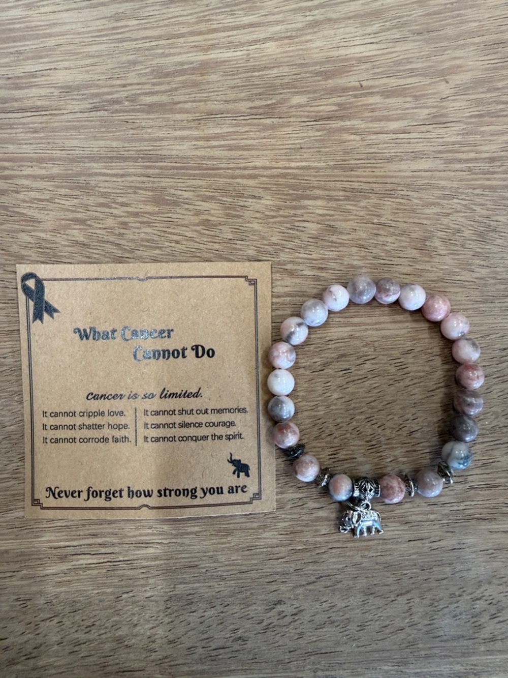 Elephant Charm Pink Gemstone Beaded‎ Bracelet